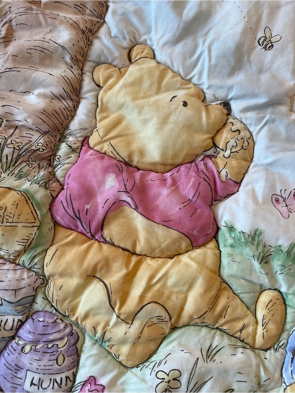 Vintage Disney Classic Pooh Crib Comforter & Fitted Sheet Set 1996